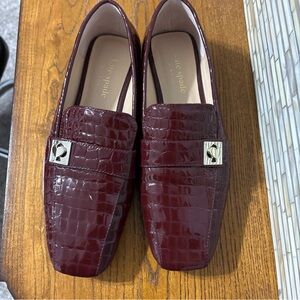 Kate Spade Deep Red Croc-Patterned Loafers
